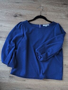 Green Envelope Royal Blue Puff-Sleeve Top